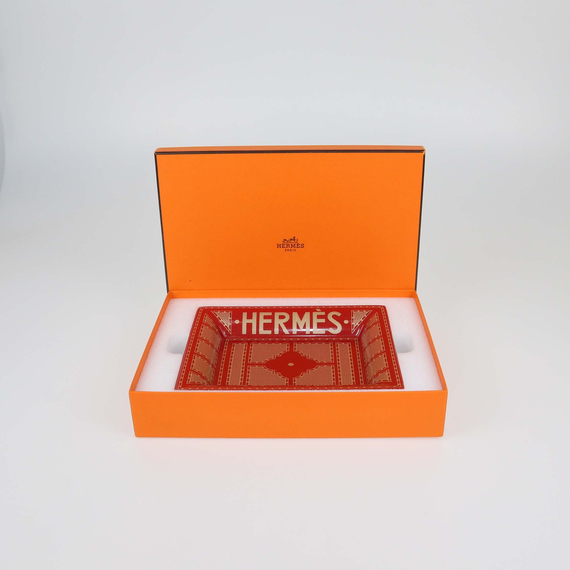 Hermes Rouge/Or Porcelain Hermes Sellier Change Tray