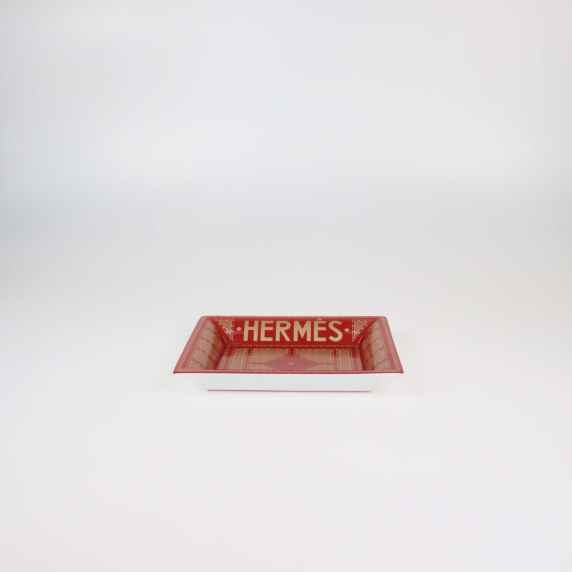 Hermes Rouge/Or Porcelain Hermes Sellier Change Tray