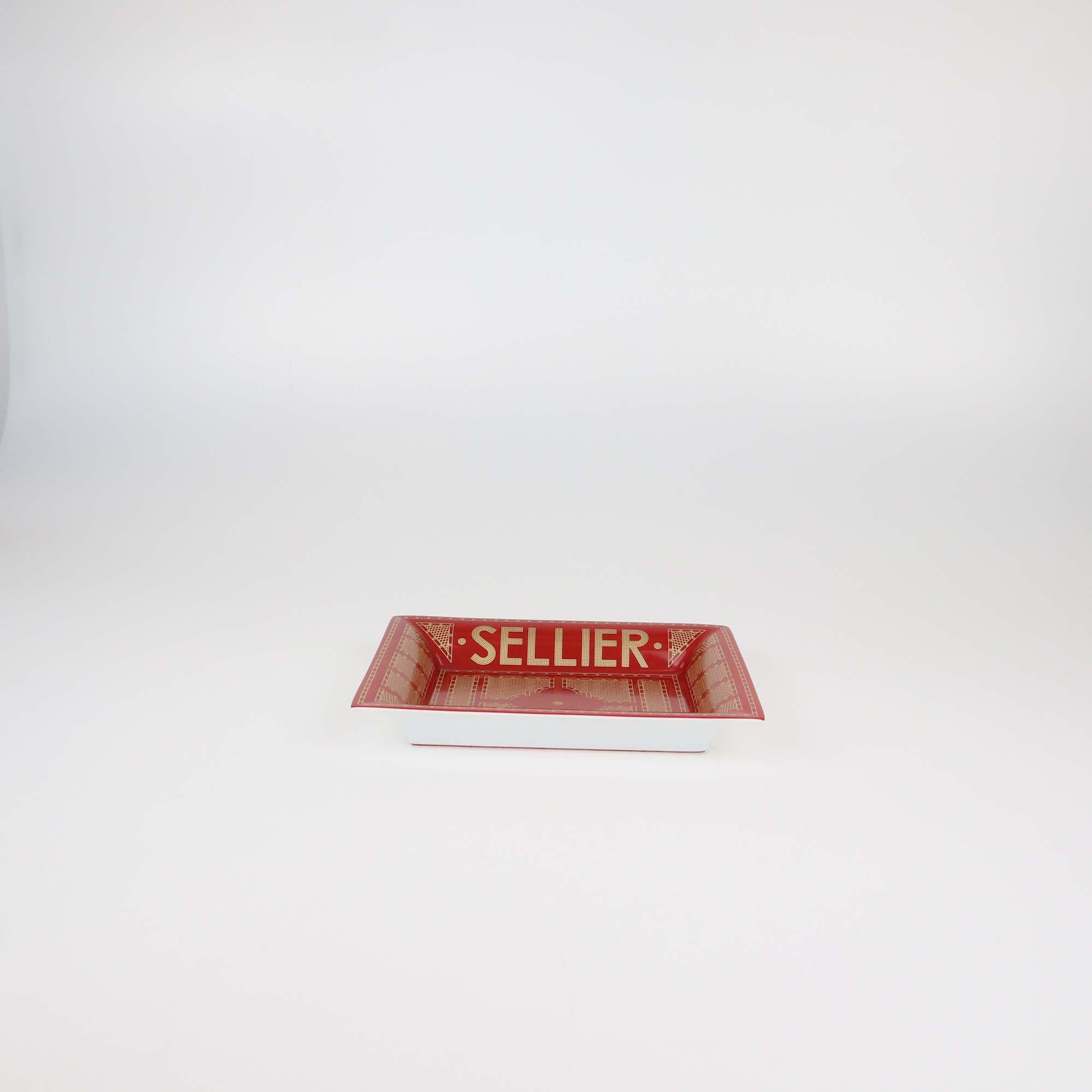 Hermes Rouge/Or Porcelain Hermes Sellier Change Tray