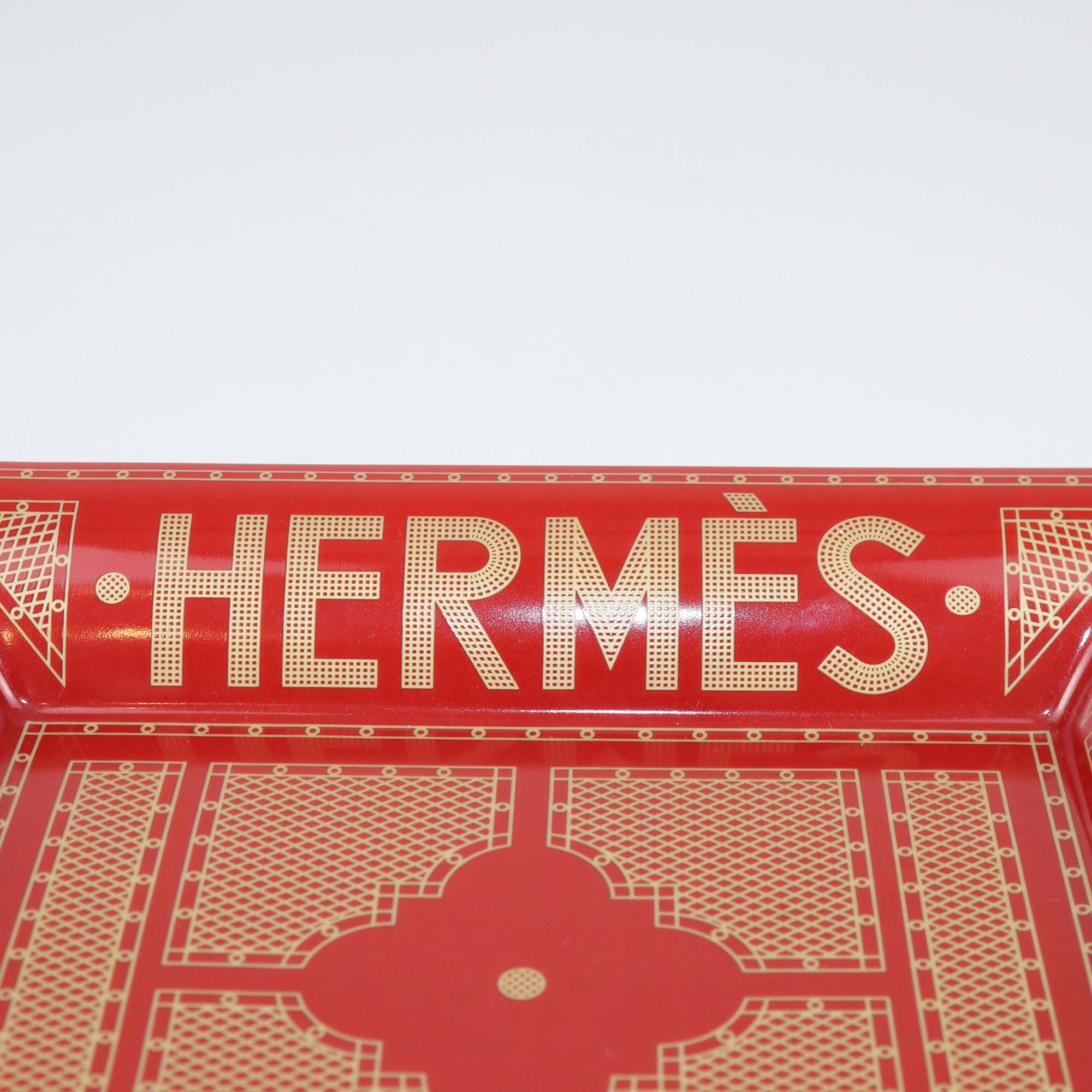 Hermes Rouge/Or Porcelain Hermes Sellier Change Tray