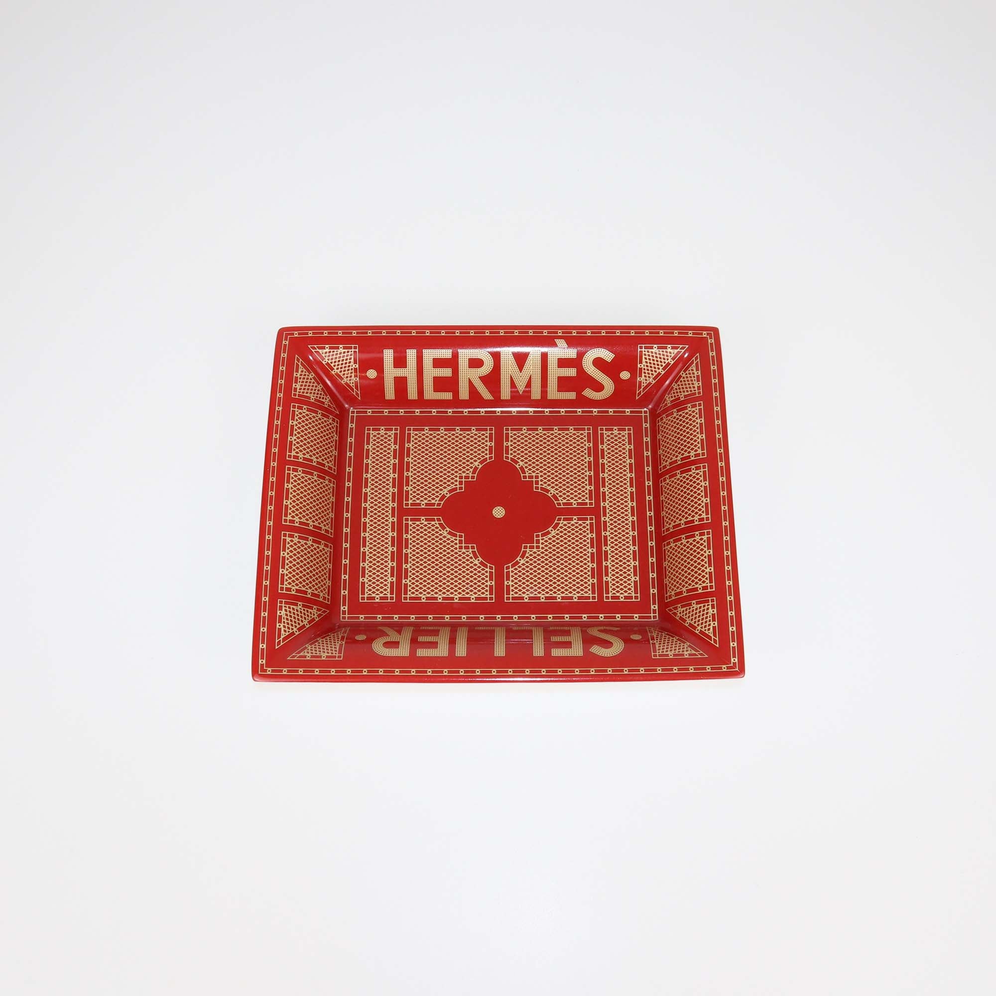 Hermes Rouge/Or Porcelain Hermes Sellier Change Tray
