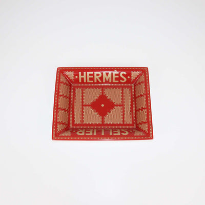 Hermes Rouge/Or Porcelain Hermes Sellier Change Tray