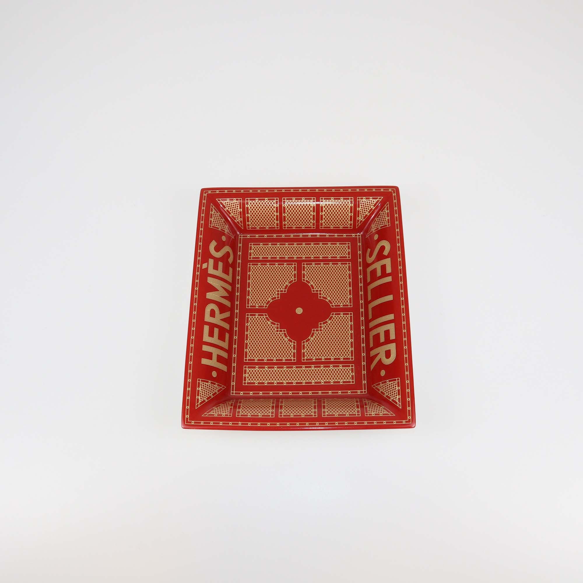 Hermes Rouge/Or Porcelain Hermes Sellier Change Tray