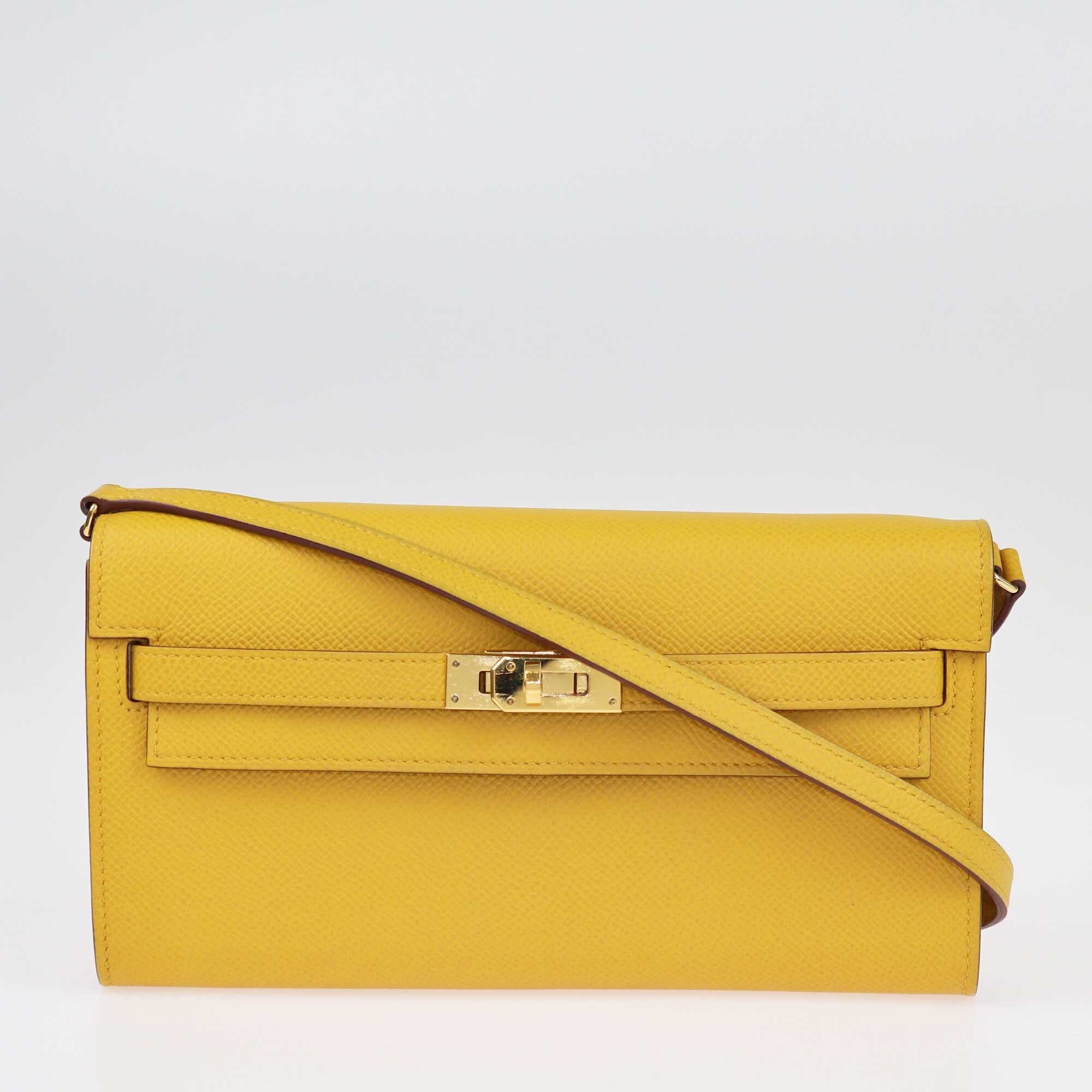 Hermes Jaune D'Ambre Epsom Kelly To Go Wallet Bags Hermes 