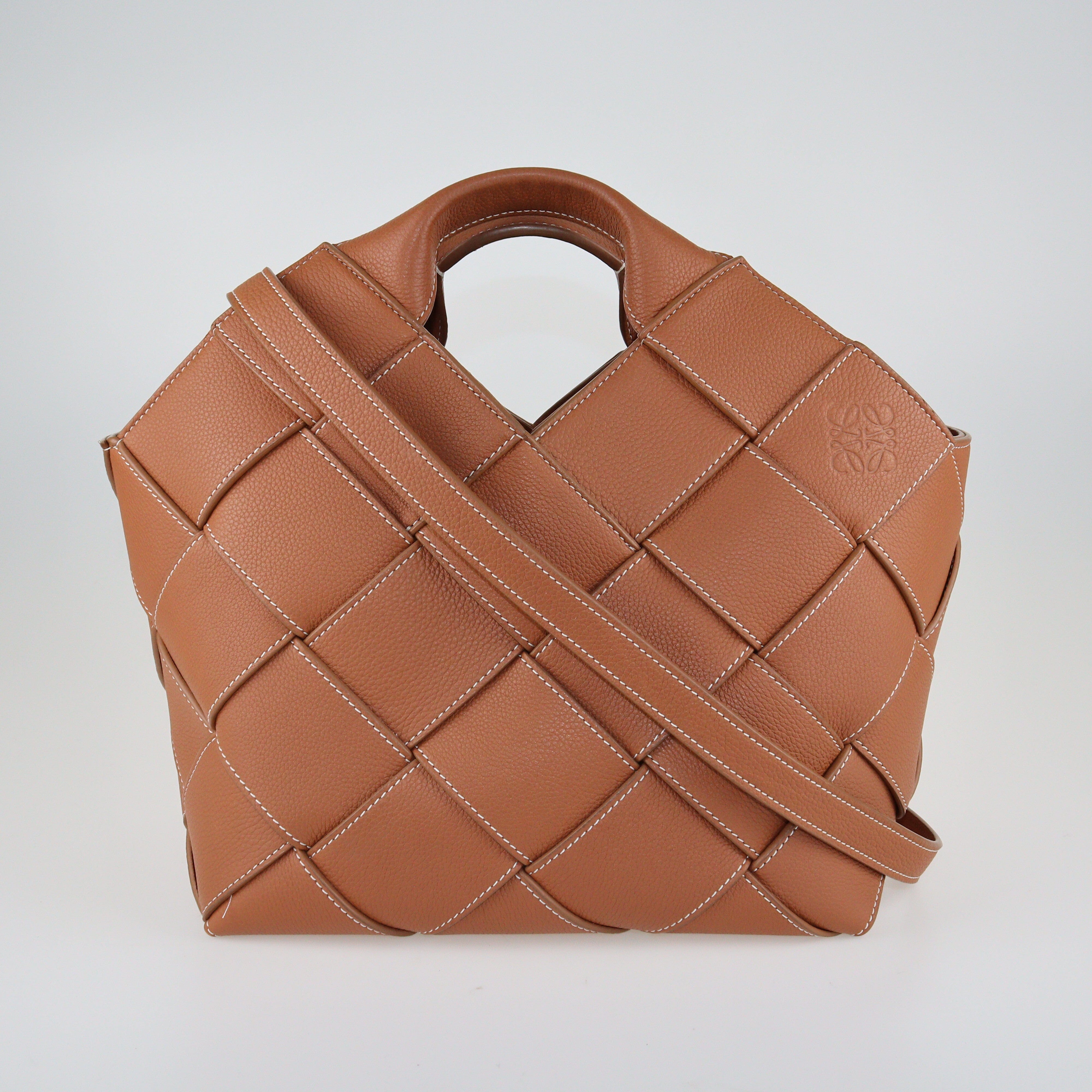 Brown Woven Surplus Basket Handle Bag Bags Loewe 