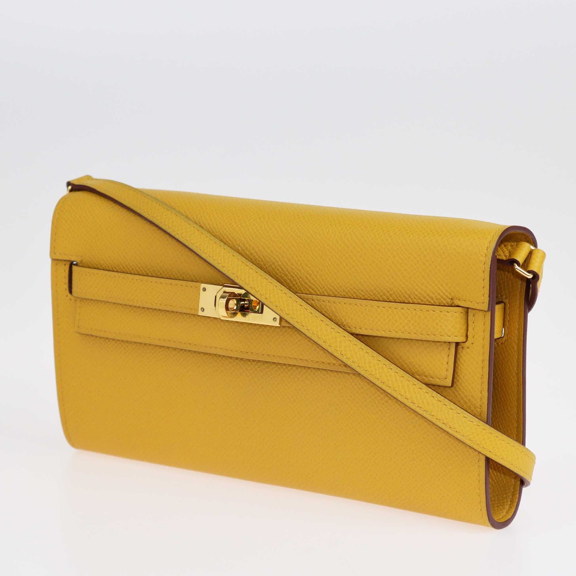 Hermes Jaune D'Ambre Epsom Kelly To Go Wallet Bags Hermes 