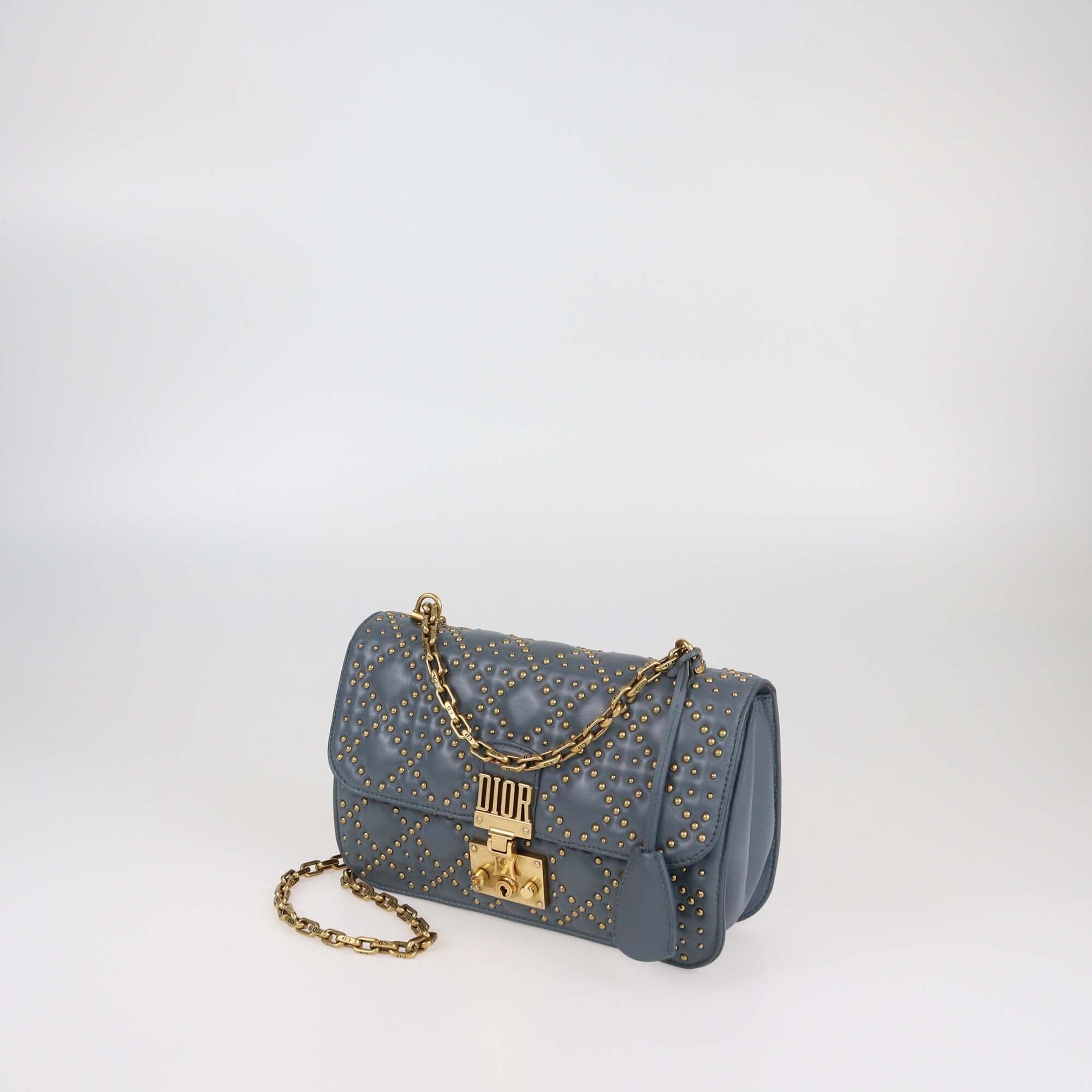 Christian Dior Grey Quilted Studded Medium Addict Flap Bag Womens Christian Dior 