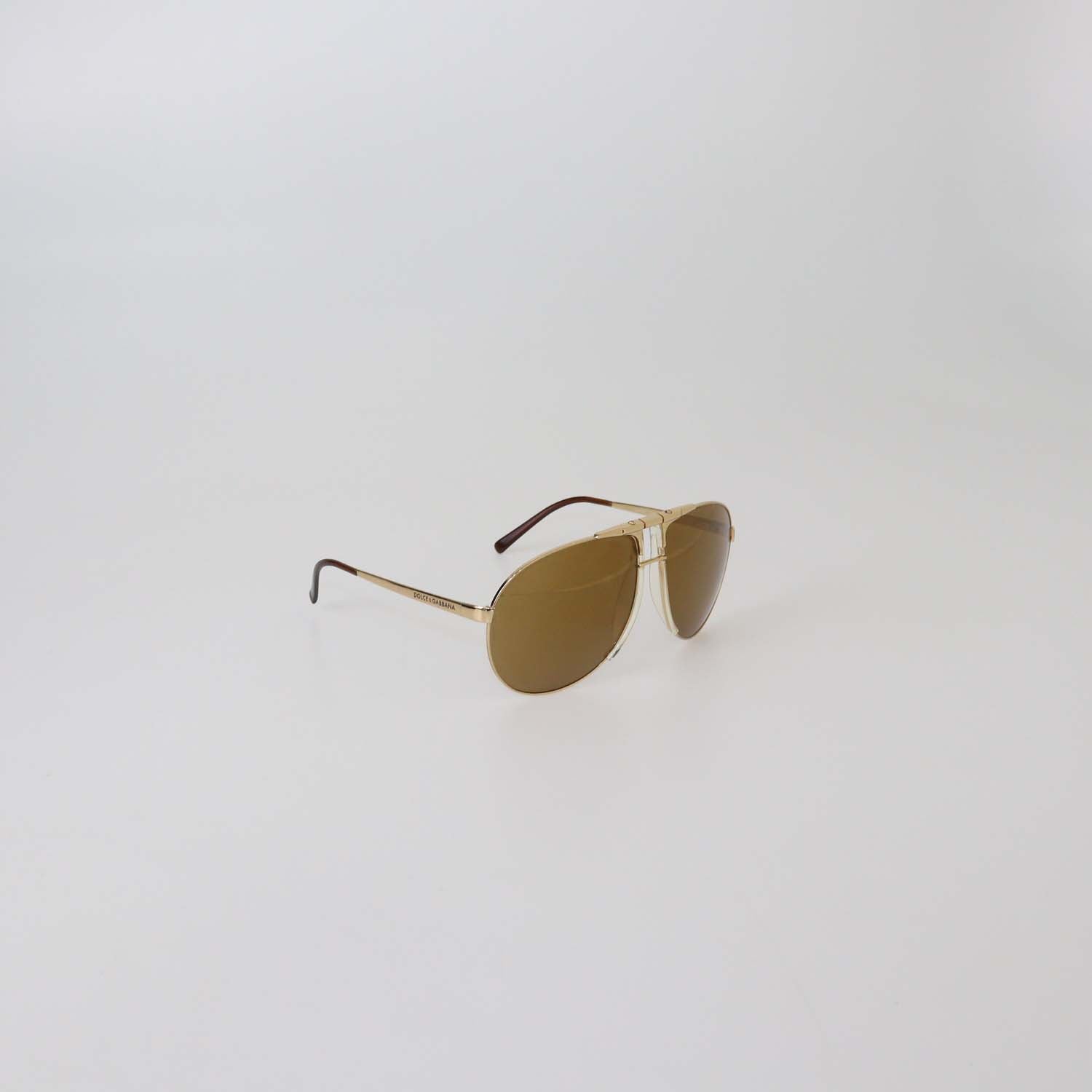 Dolce & Gabbana Gold/Brown Oversized Aviator Sunglasses