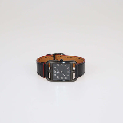 Hermes Black Dial PVD Coated Stainless Steel Calf Leather Cape Code 29 mm Watch