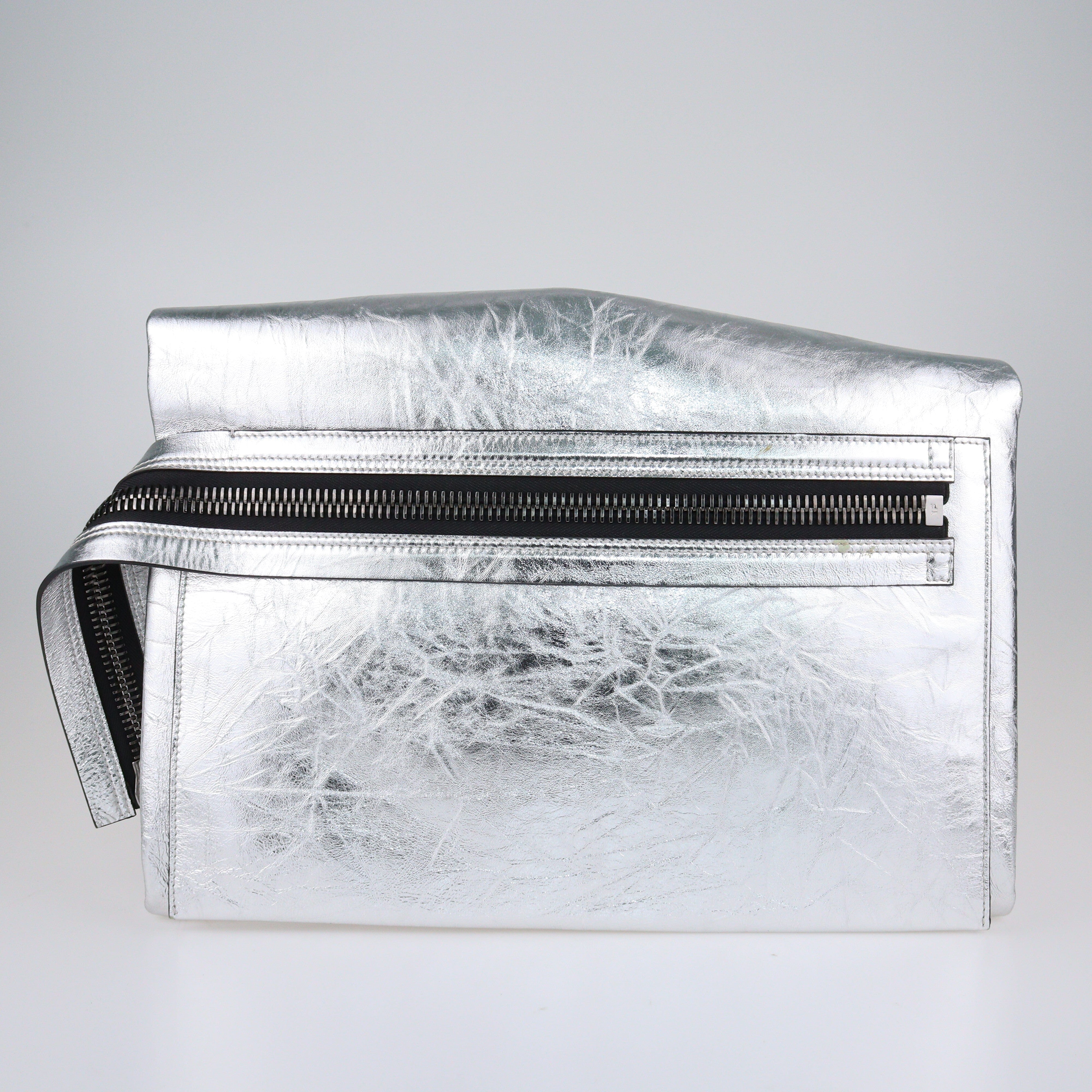 Silver Futuristic Zipped Shoulder Bag Bags Tom Ford 