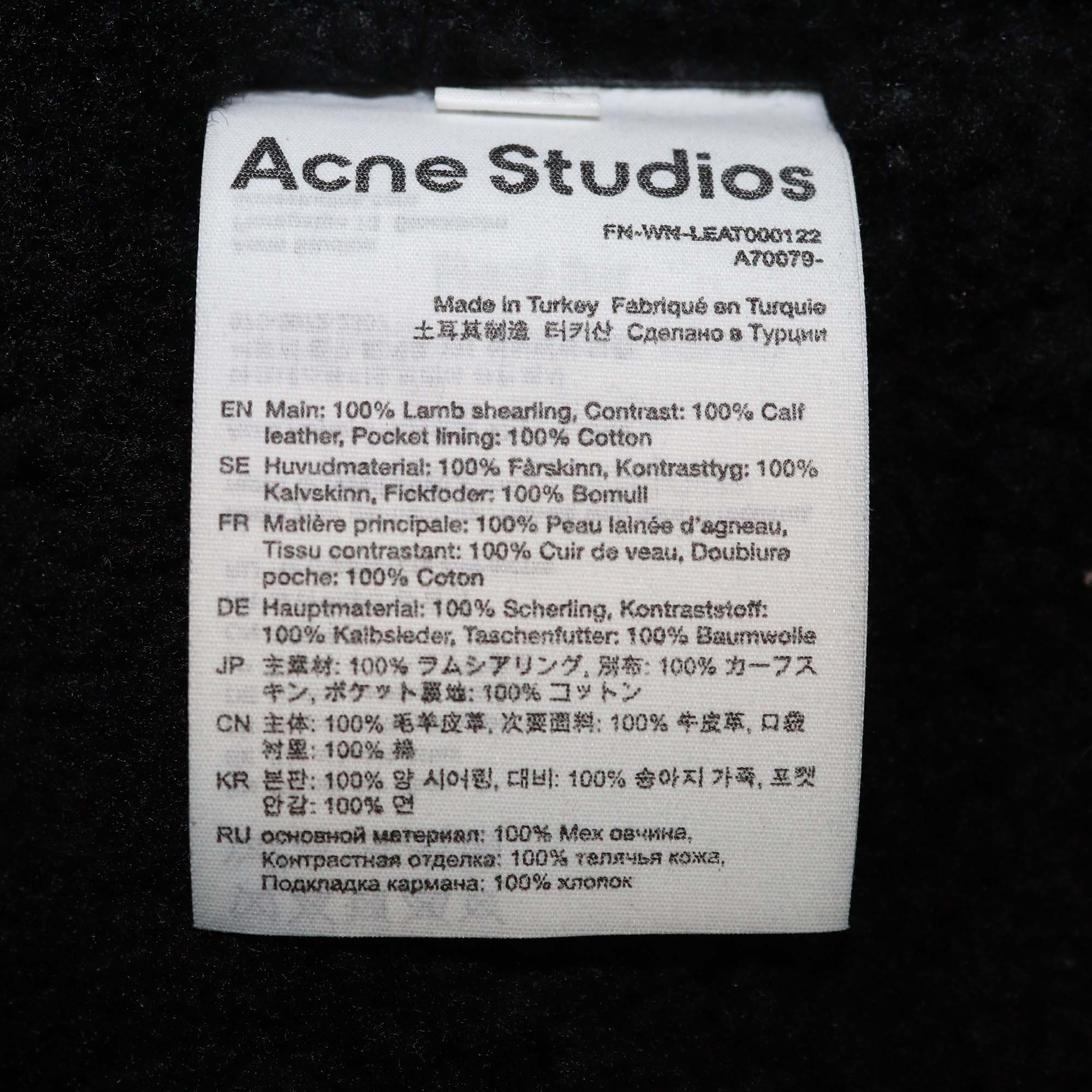 Acne Studio Black Leather Oversized Velocite Shearling Jacket