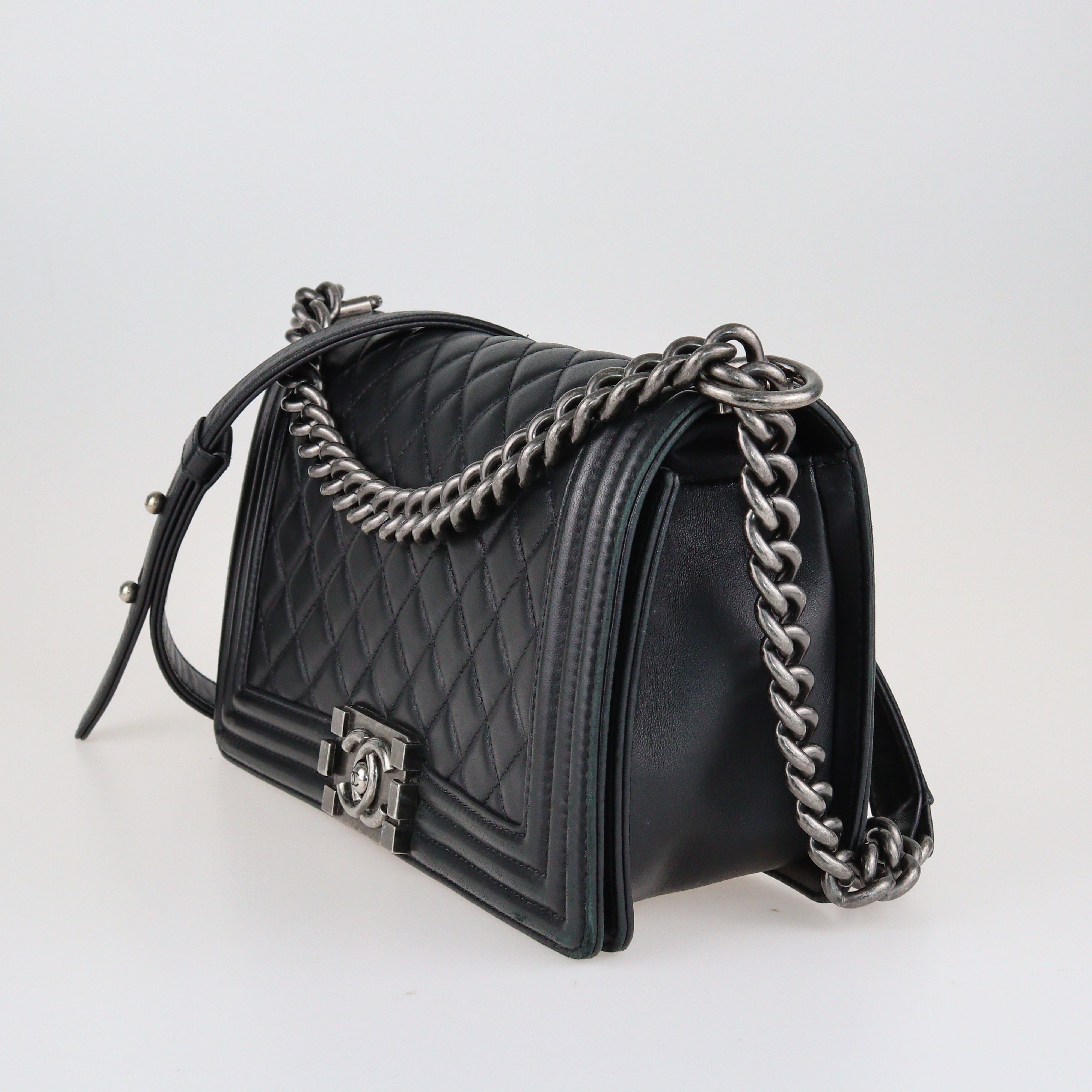 Black Quilted Medium Boy Bag Chanel 