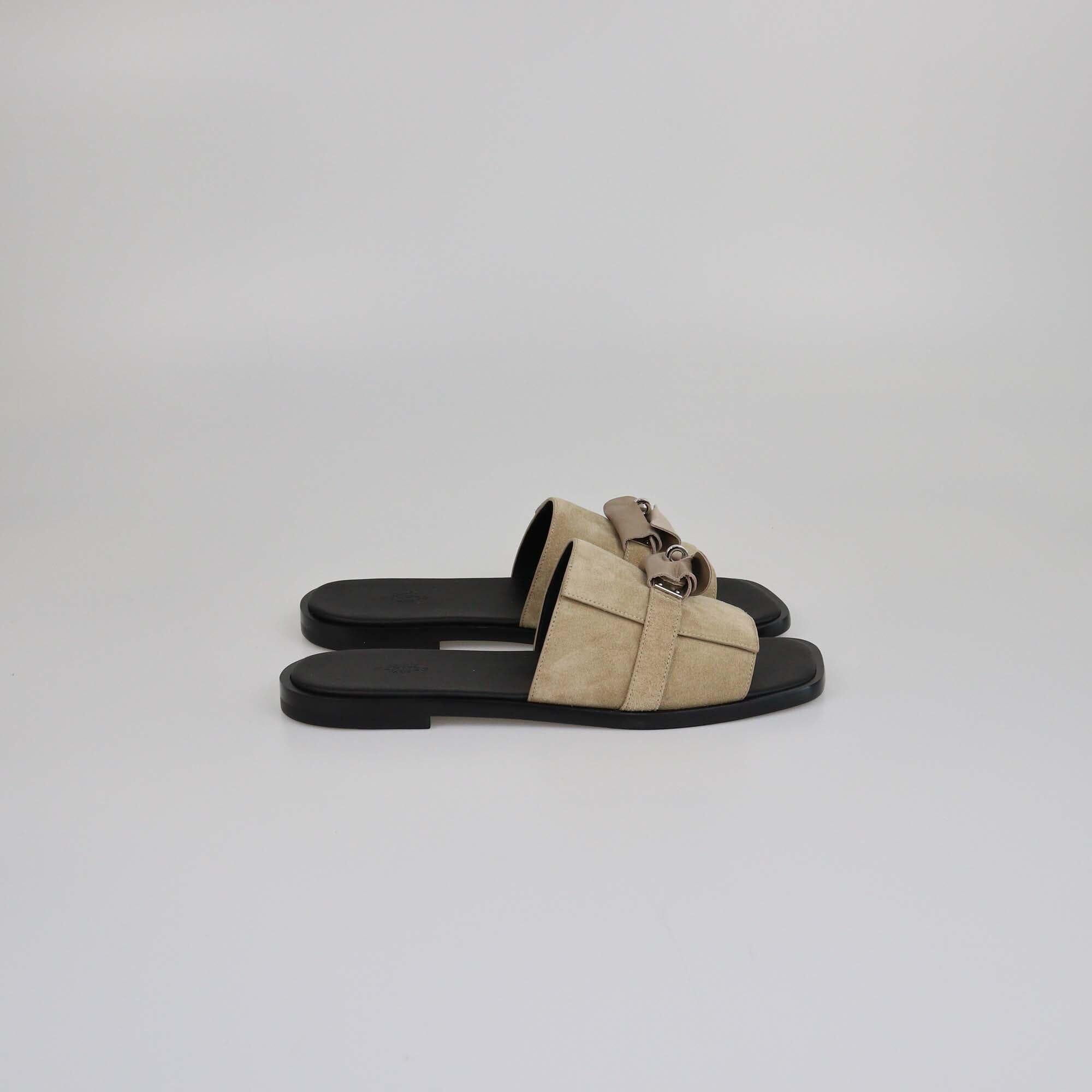 Hermes Beige Gabriel Sandals Mens Hermes 