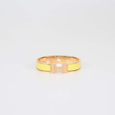 Hermes Rose Gold Tone Metal Yellow Enamel Clic H Bracelet PM