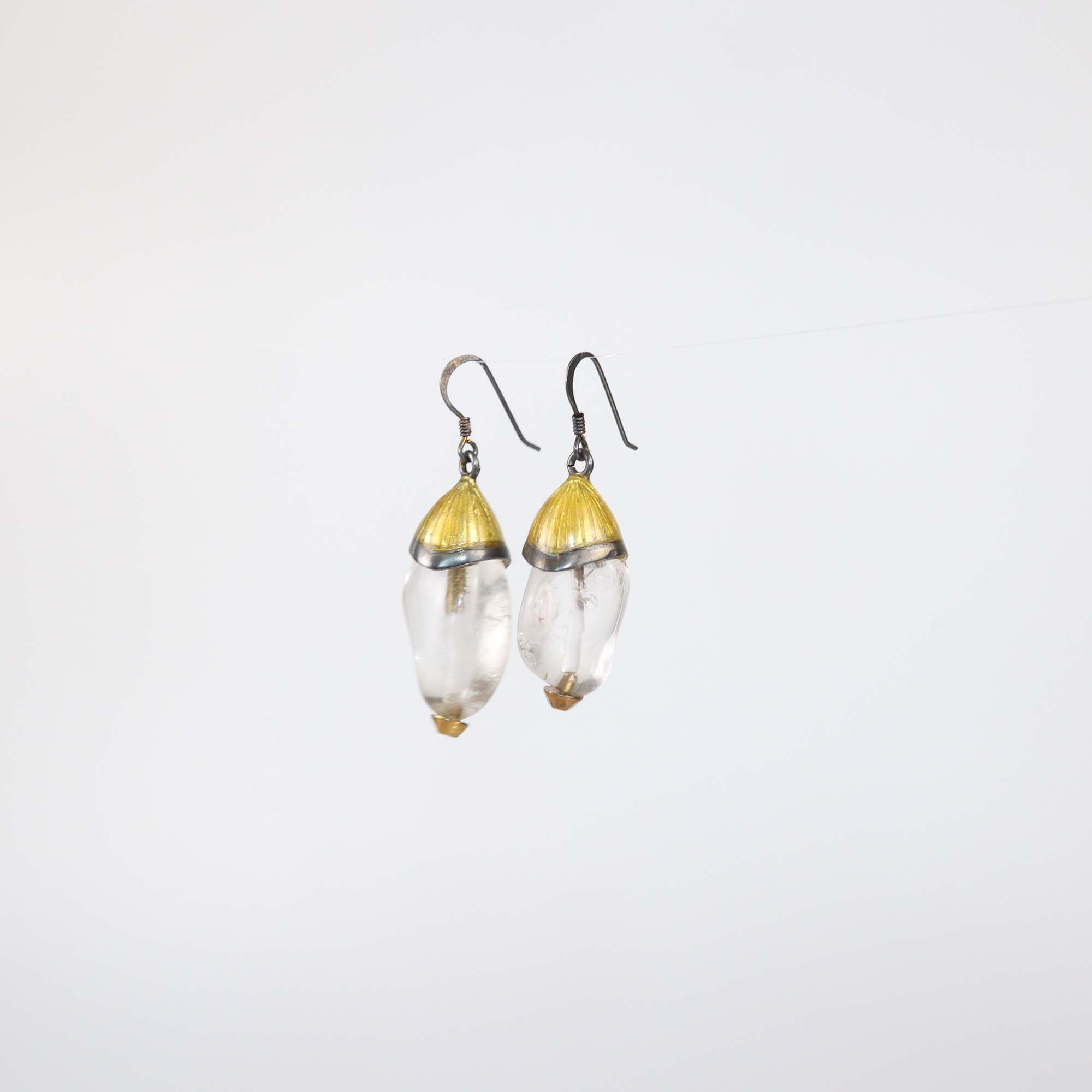 Bottega Veneta Gold Plated Silver Rock Crystal Quartz Drop Earrings