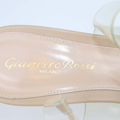 Gianvito Rossi Beige/Clear PVC and Leather Plexi Ankle Wrap Sandals
