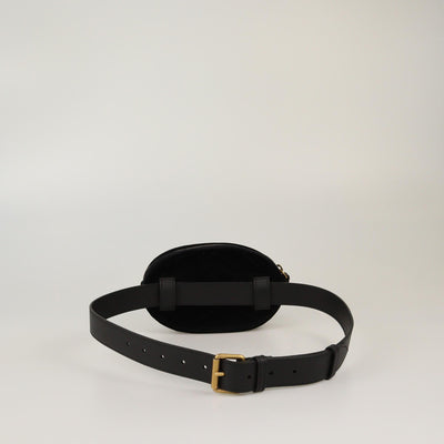 Gucci Black Velvet Matelasse GG Marmont Belt Bag Womens Gucci 