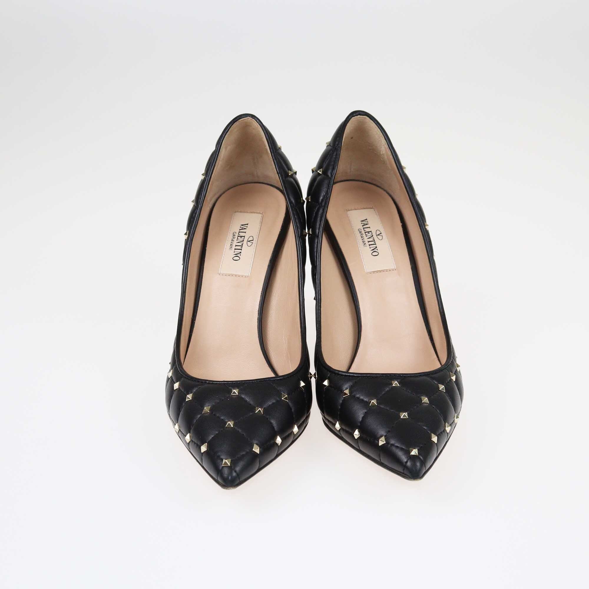 Valentino Black Studded Pointed Toe Pumps Shoes Valentino 