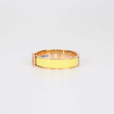 Hermes Rose Gold Tone Metal Yellow Enamel Clic H Bracelet PM