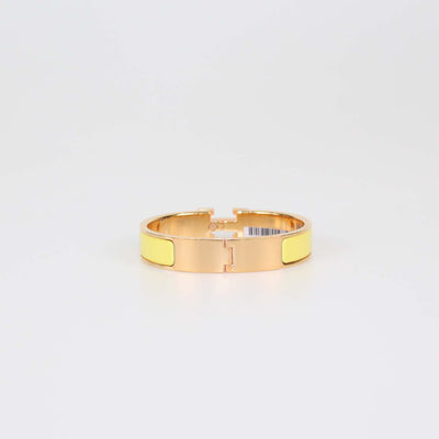Hermes Rose Gold Tone Metal Yellow Enamel Clic H Bracelet PM