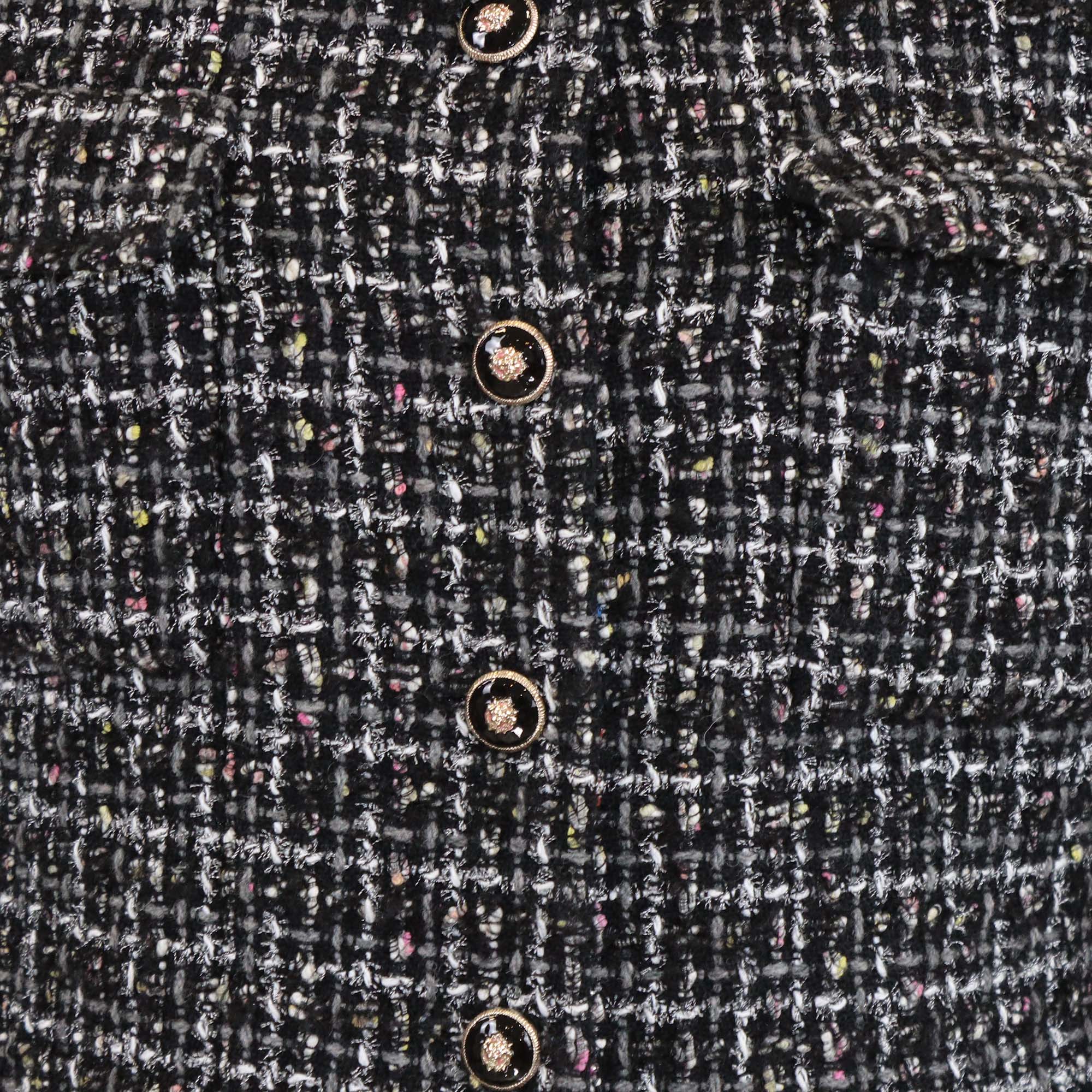 Chanel Black Tweed Blend Wool Long Sleeve Jacket