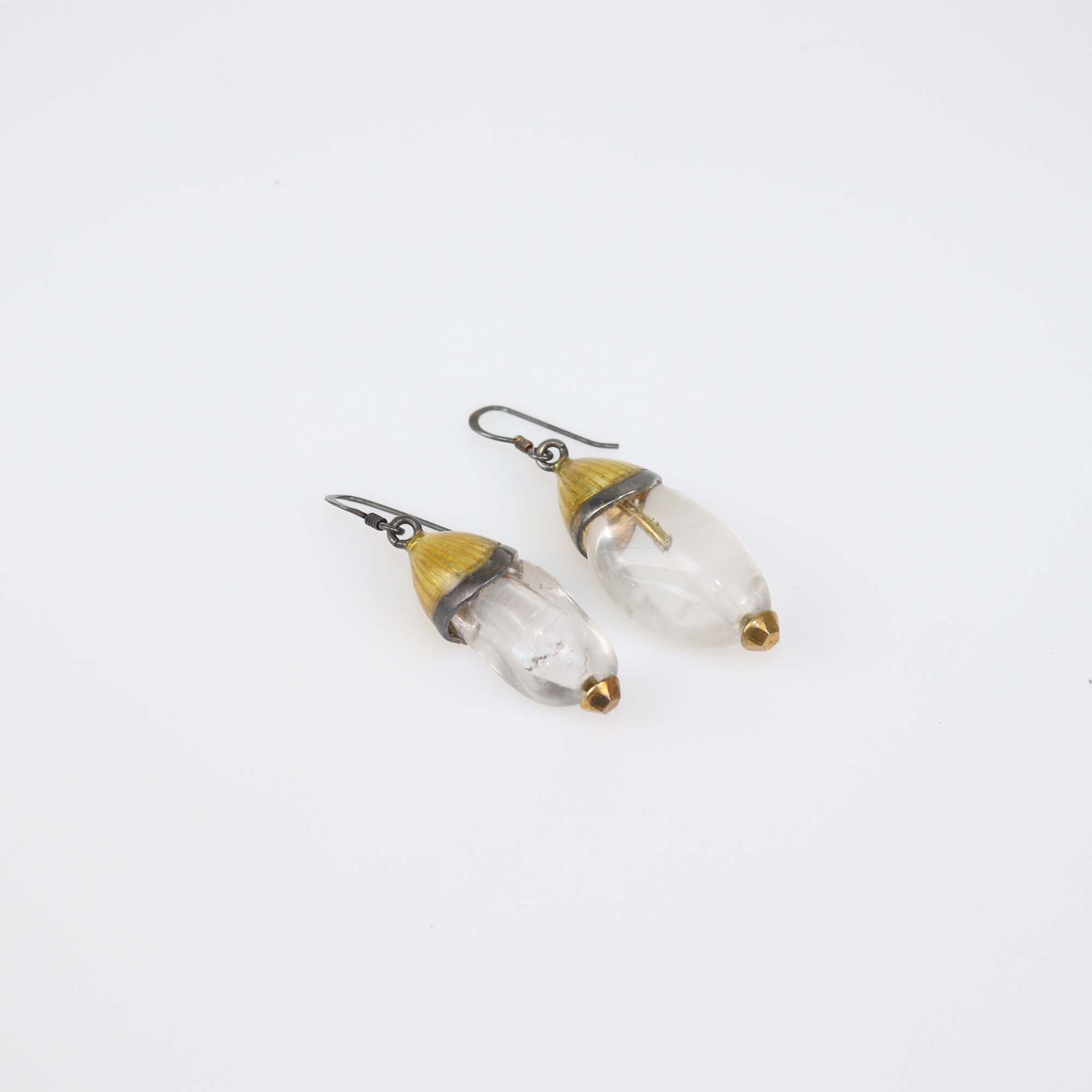 Bottega Veneta Gold Plated Silver Rock Crystal Quartz Drop Earrings