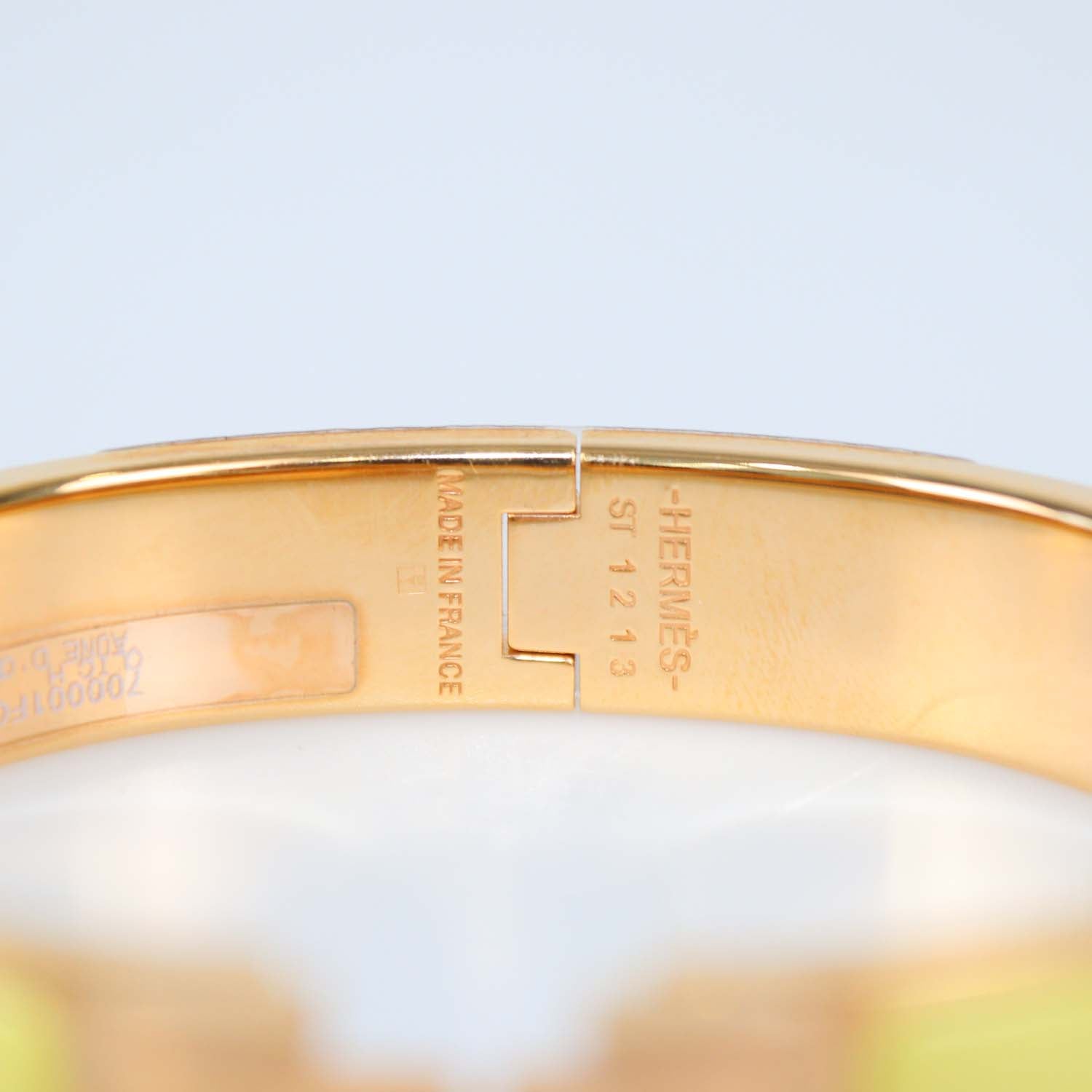 Hermes Rose Gold Tone Metal Yellow Enamel Clic H Bracelet PM
