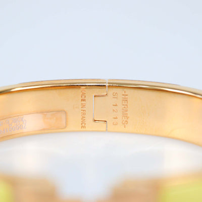 Hermes Rose Gold Tone Metal Yellow Enamel Clic H Bracelet PM