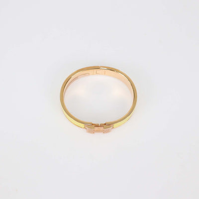 Hermes Rose Gold Tone Metal Yellow Enamel Clic H Bracelet PM