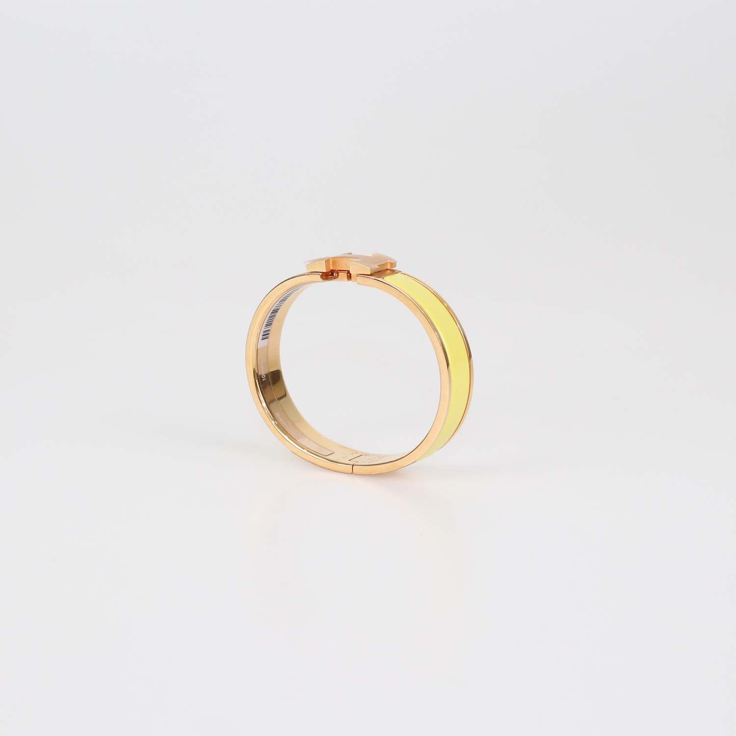 Hermes Rose Gold Tone Metal Yellow Enamel Clic H Bracelet PM
