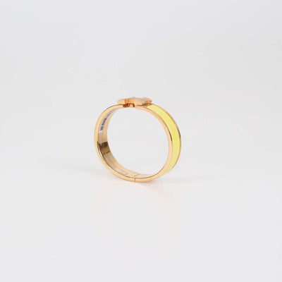 Hermes Rose Gold Tone Metal Yellow Enamel Clic H Bracelet PM