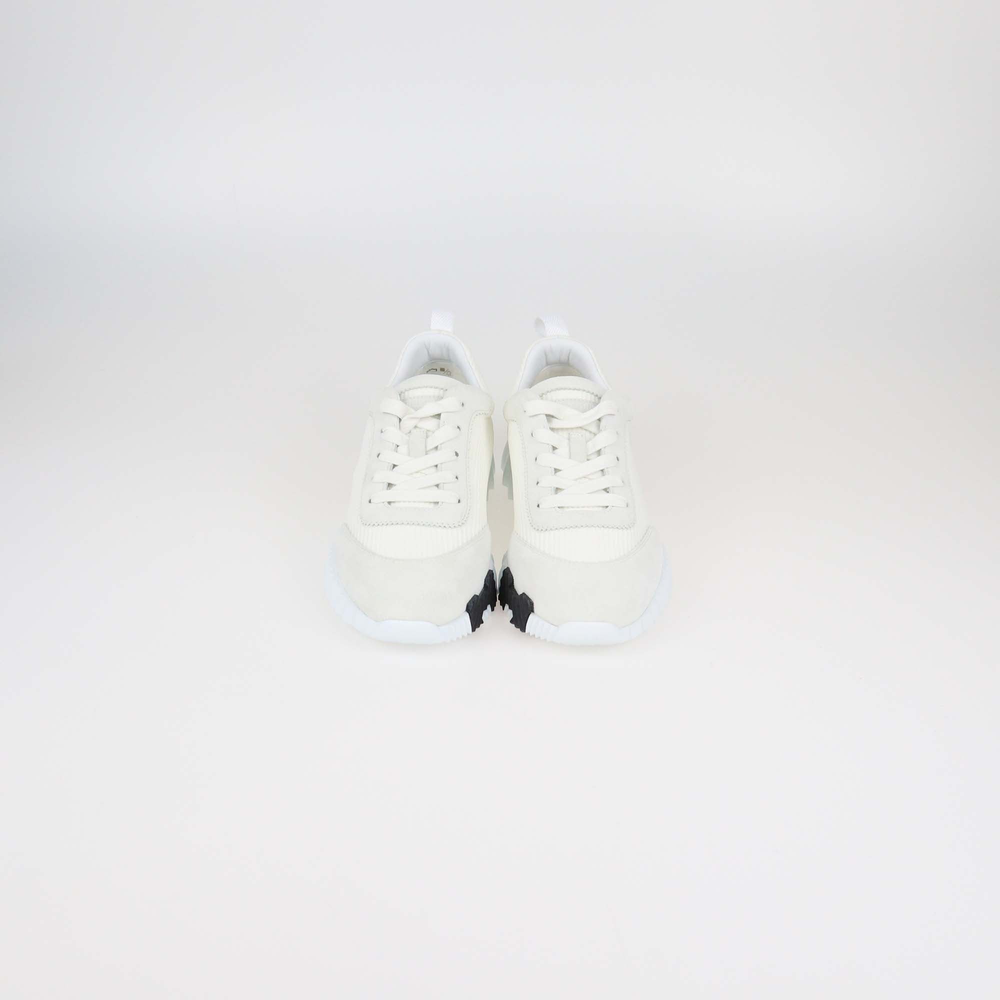 Hermes White Technical Mesh and Suede Bouncing Sneakers