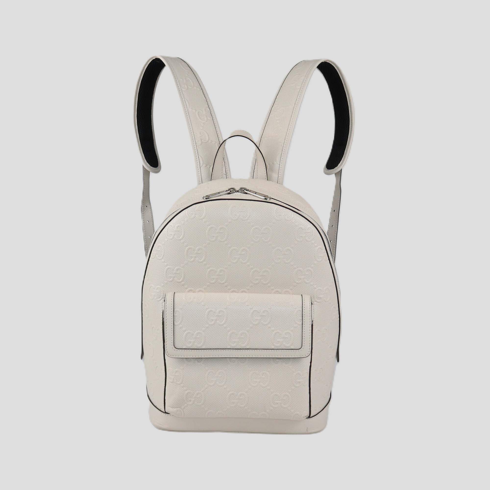 Gucci Off White Jumbo GG Embossed Leather Backpack