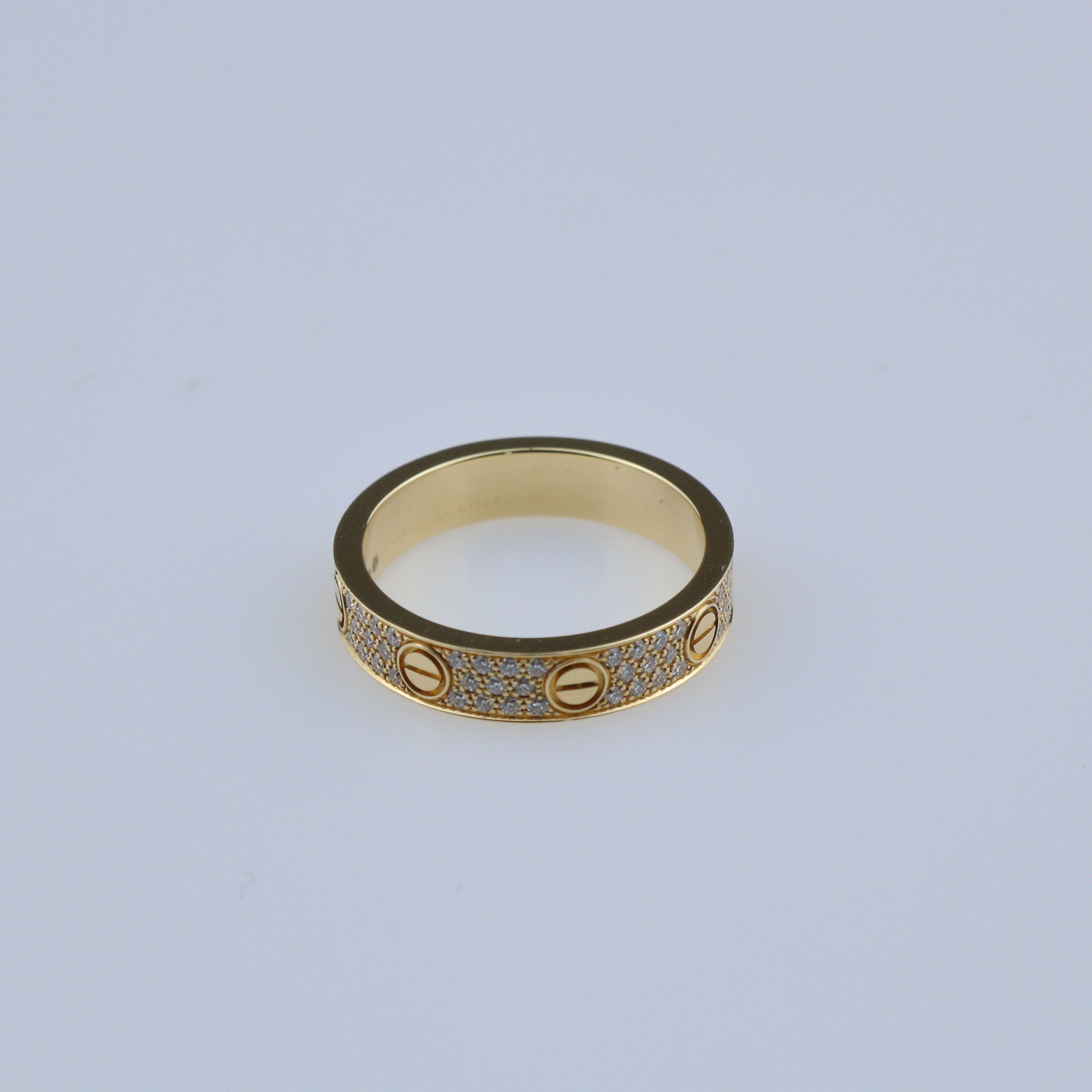 Yellow Gold Diamond Paved Love Ring Fine Jewelry Cartier 