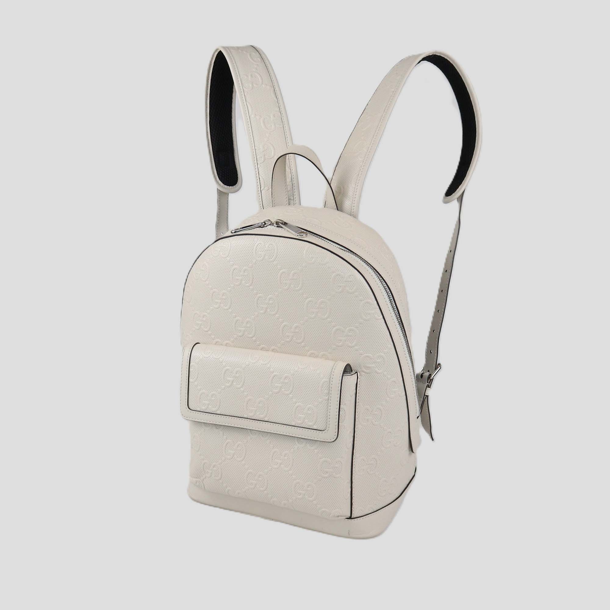Gucci Off White Jumbo GG Embossed Leather Backpack