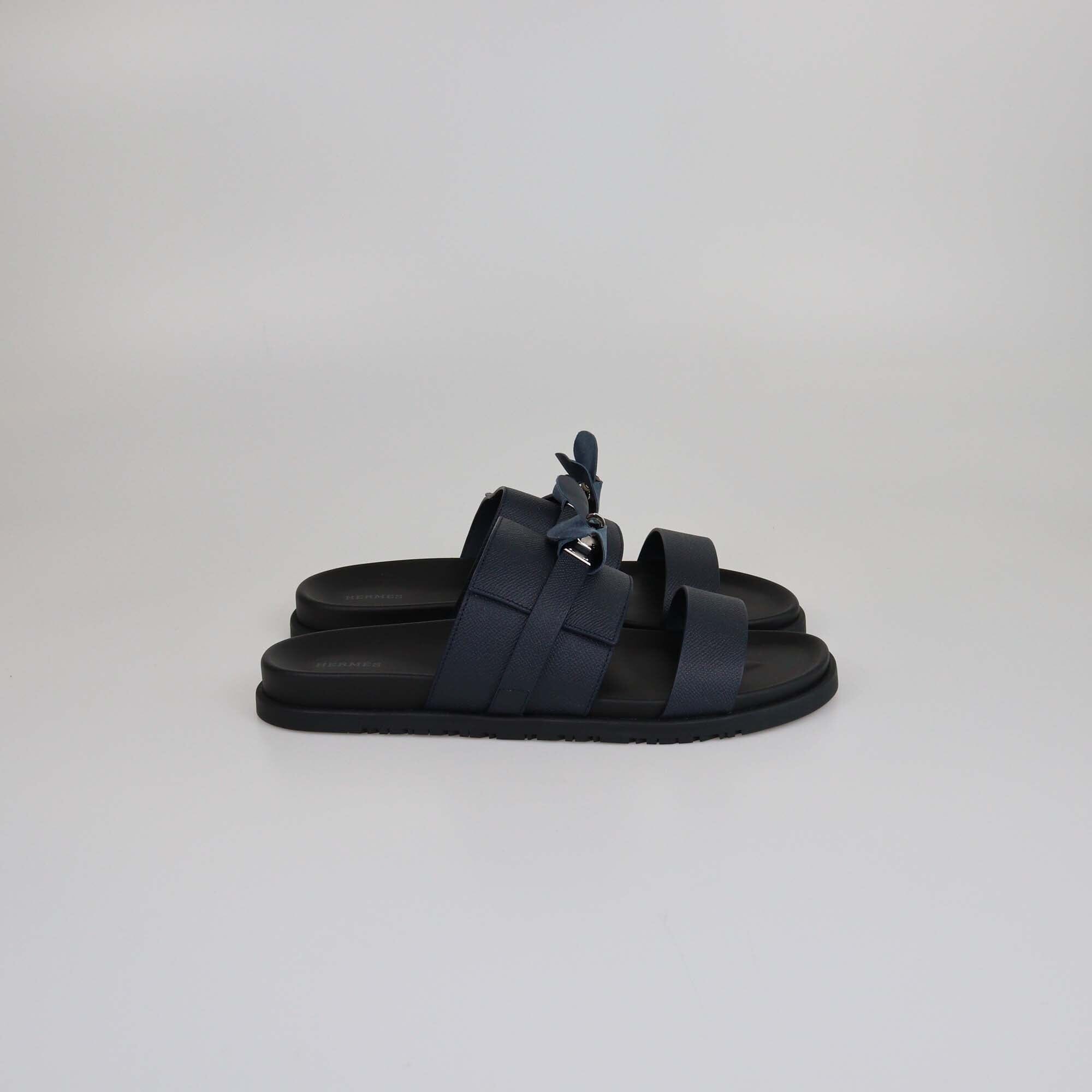 Hermes Noir Epsom Jackson Sandals Mens Hermes 