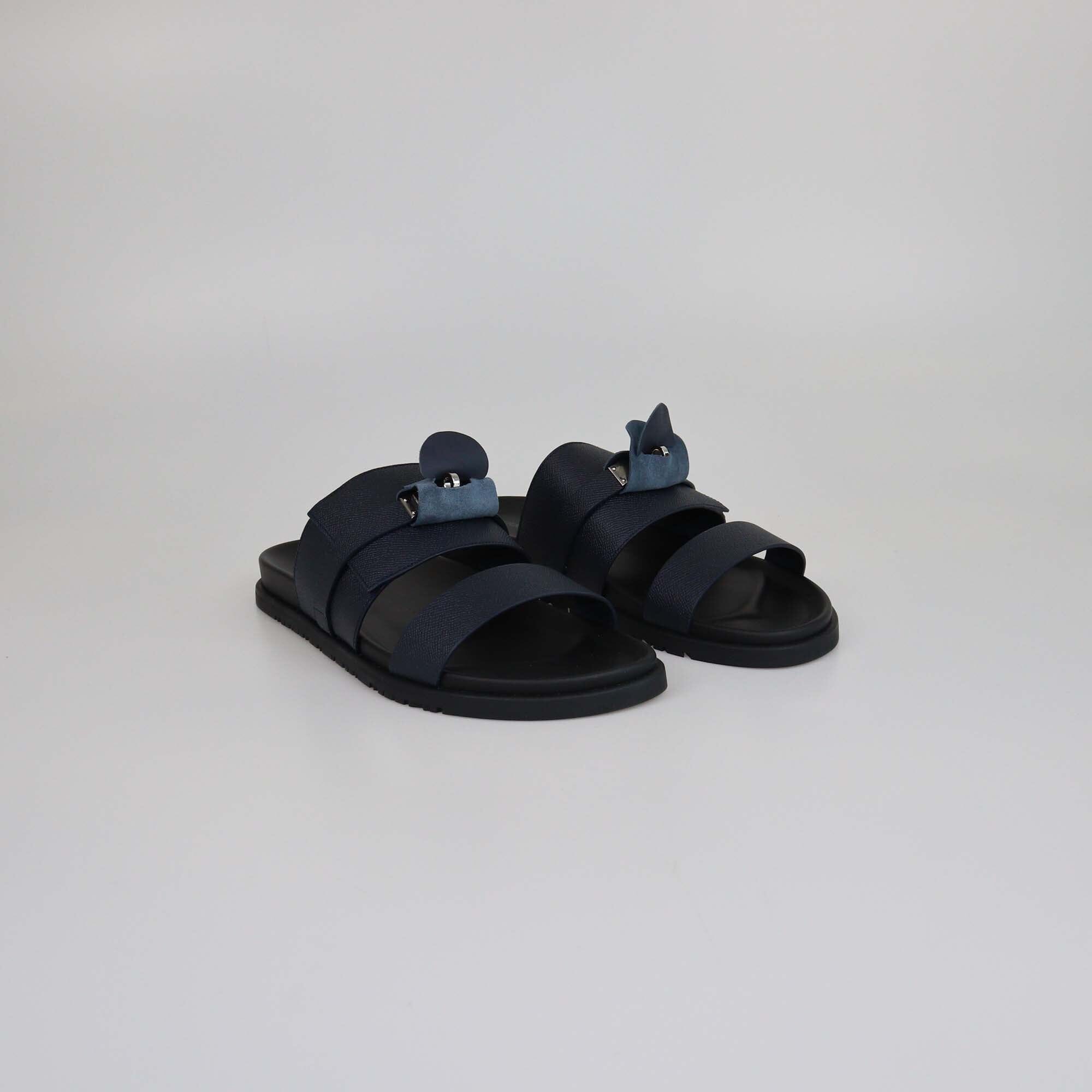 Hermes Noir Epsom Jackson Sandals Mens Hermes 