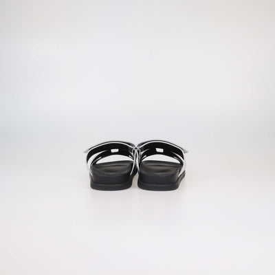 Hermes Gris Argenté Leather Chypre Sandals