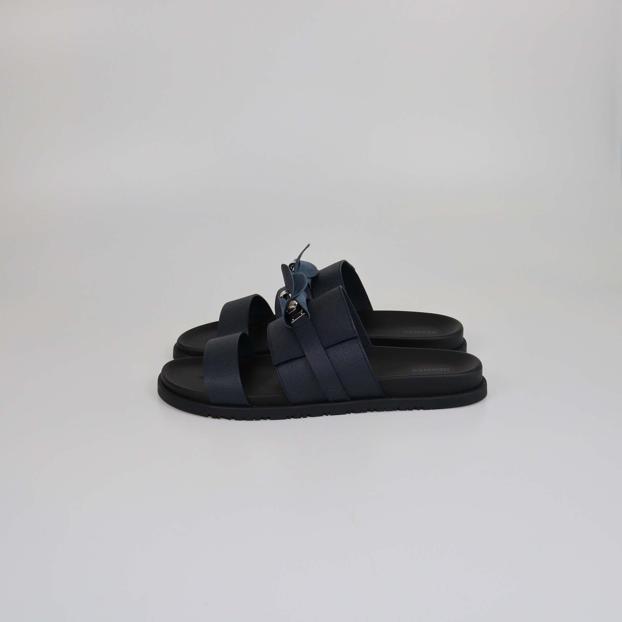 Hermes Noir Epsom Jackson Sandals Mens Hermes 