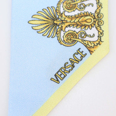 Versace Light Blue/Yellow Silk Spring Barocco Print Twill Ribbon