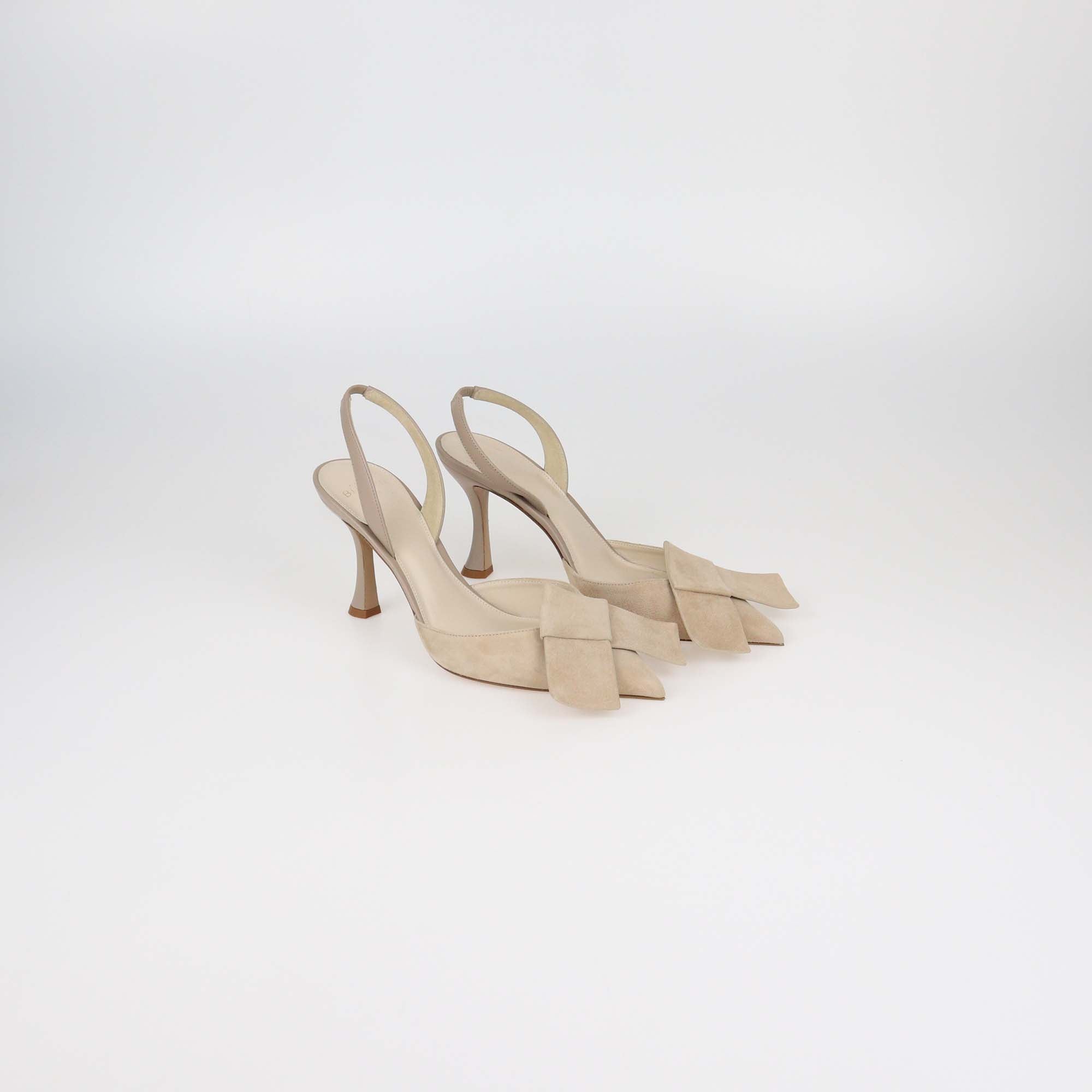 Alexandre Birman Beige Suede Bonny Slingback Pumps