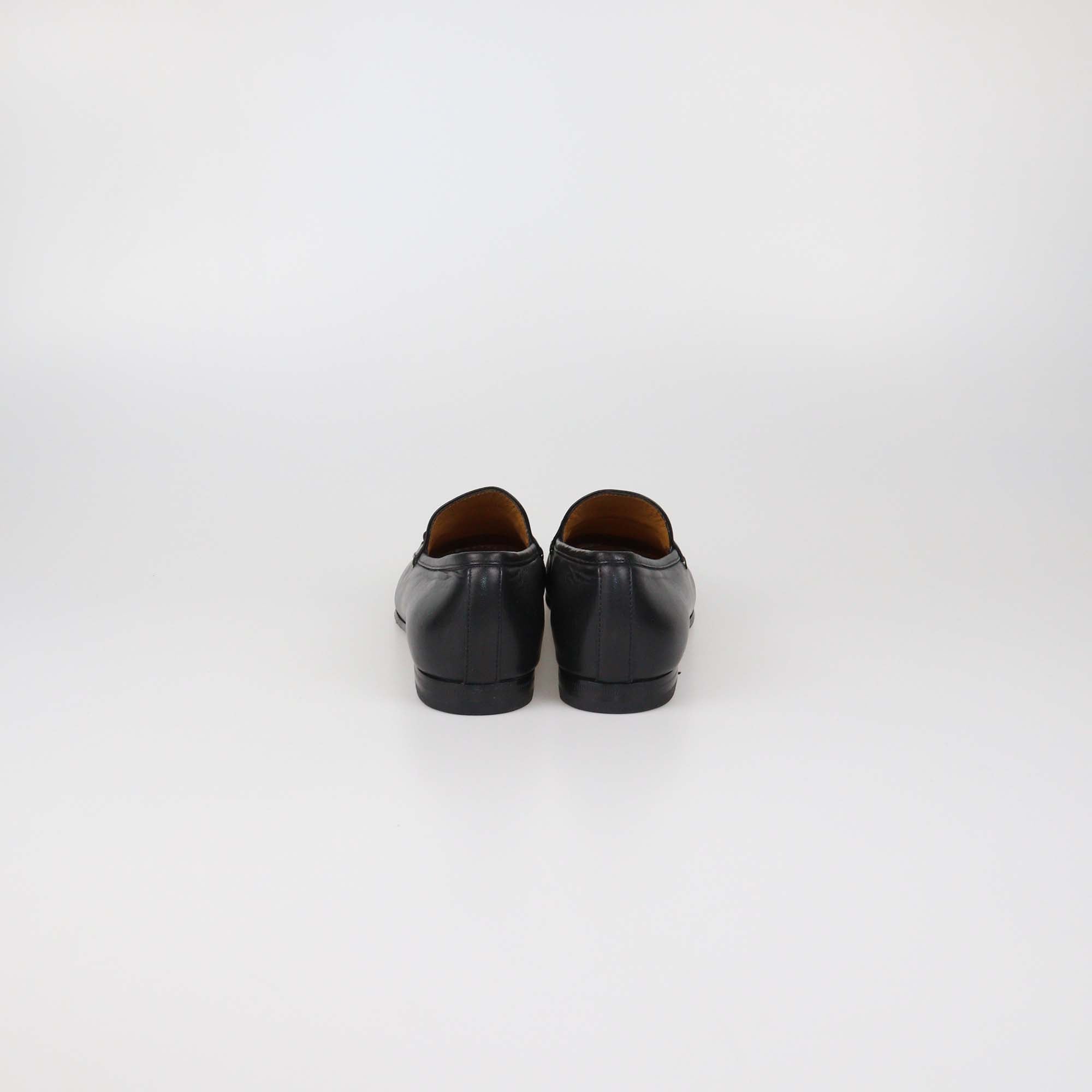 Gucci Black Leather Jordaan Horsebit Loafers