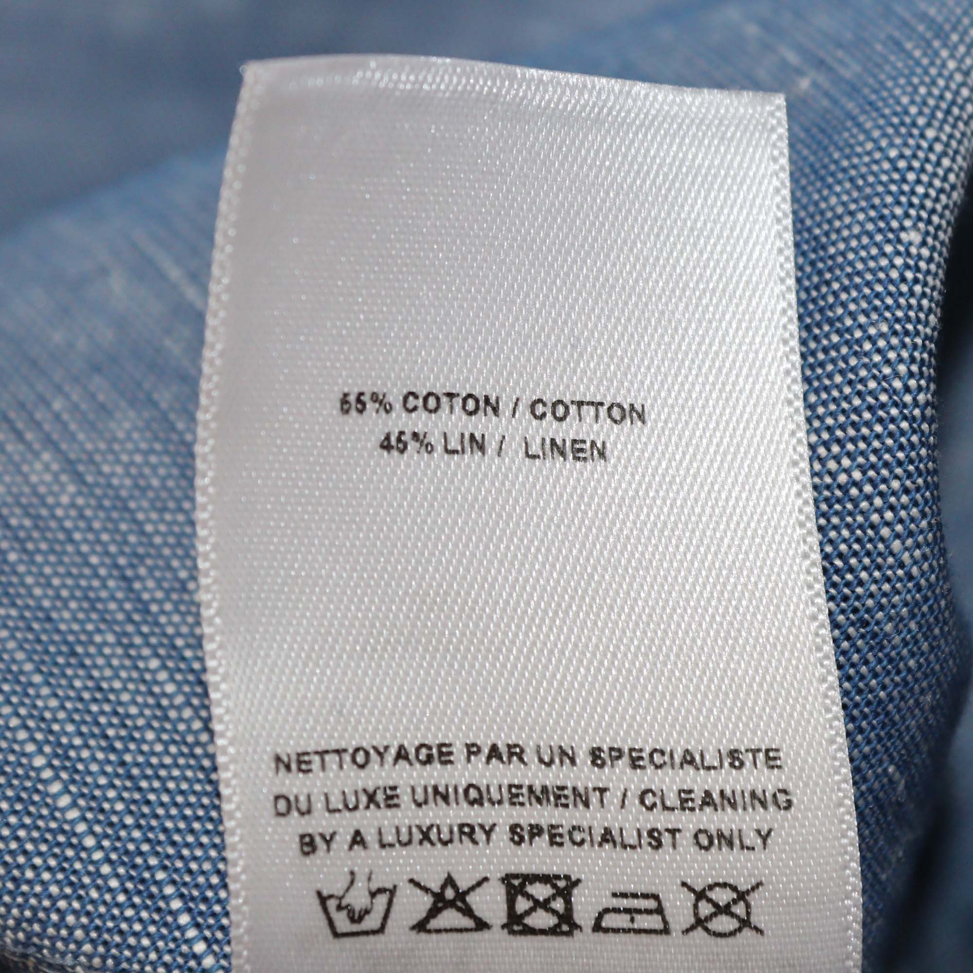 Alaia Blue Blend Cotton Chambray Ruched Mini Dress