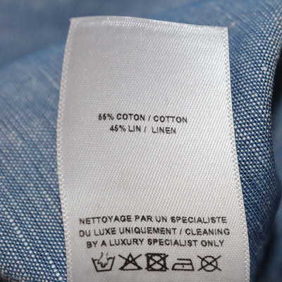 Alaia Blue Blend Cotton Chambray Ruched Mini Dress