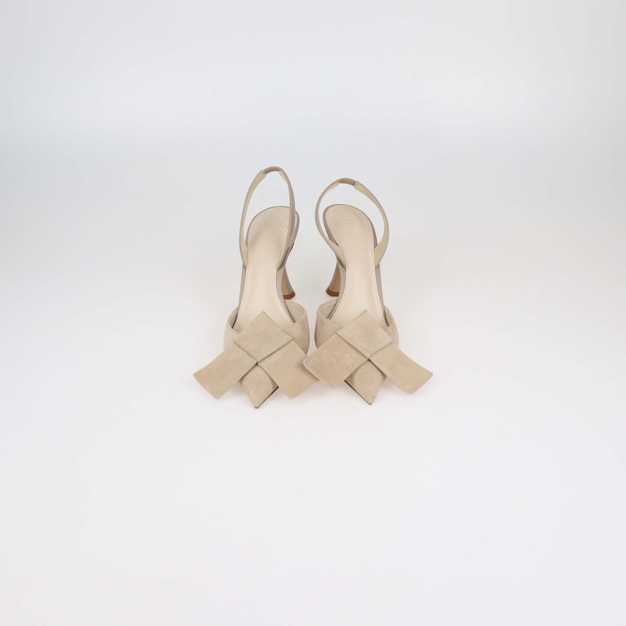 Alexandre Birman Beige Suede Bonny Slingback Pumps