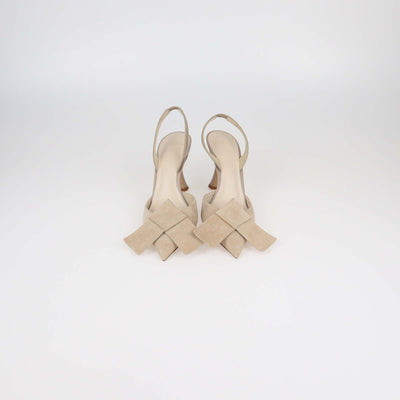 Alexandre Birman Beige Suede Bonny Slingback Pumps