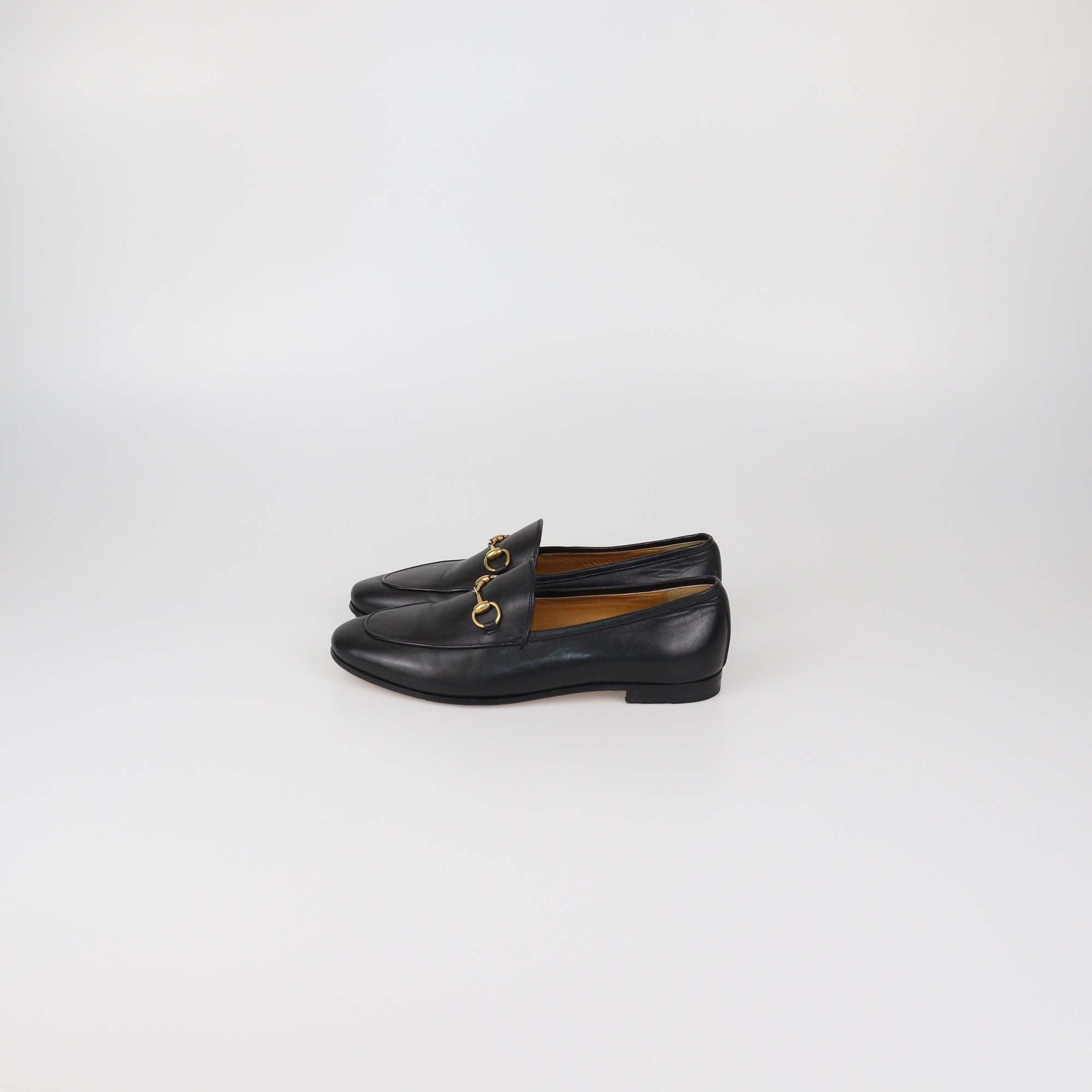 Gucci Black Leather Jordaan Horsebit Loafers