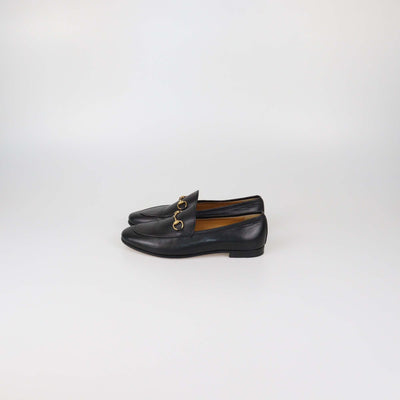 Gucci Black Leather Jordaan Horsebit Loafers