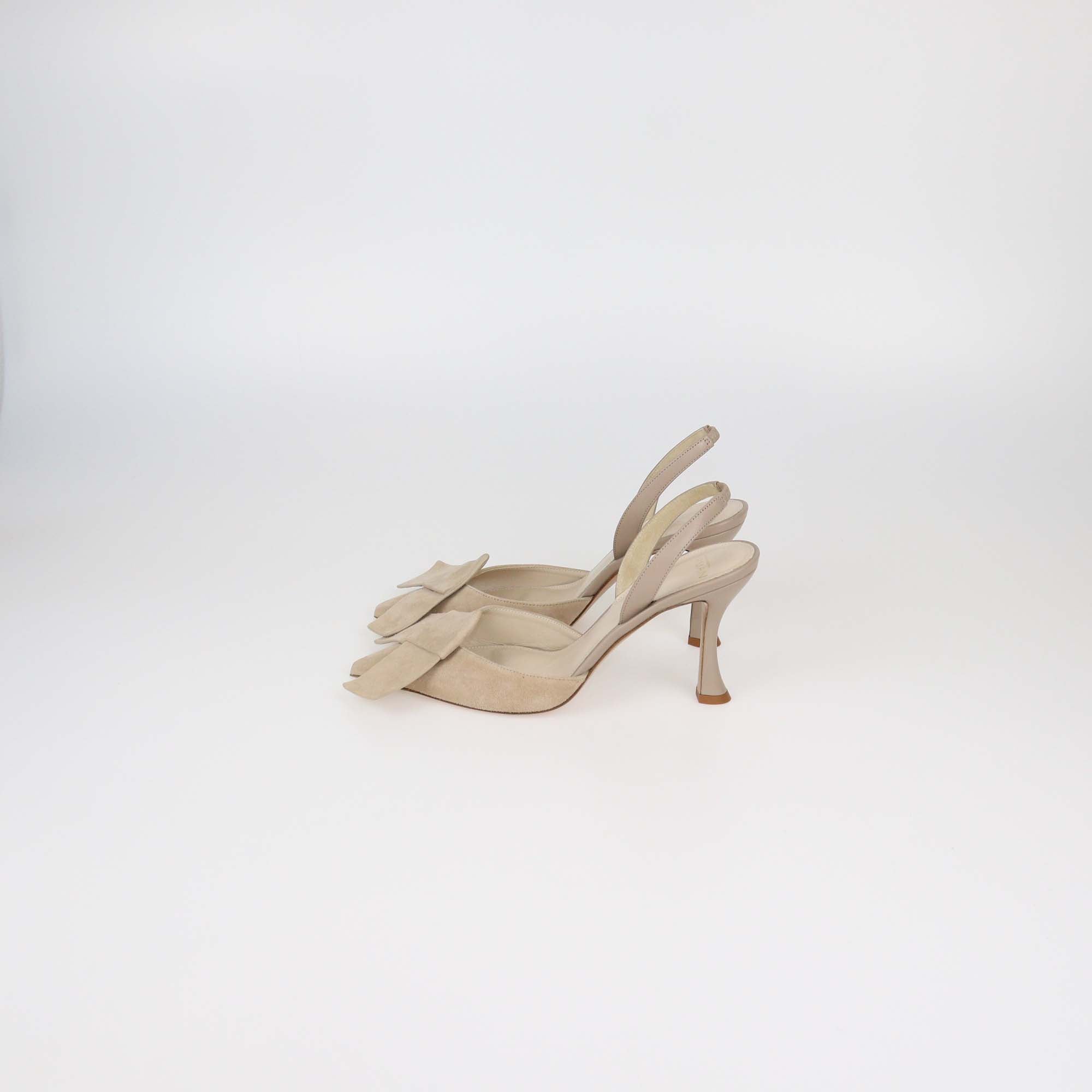 Alexandre Birman Beige Suede Bonny Slingback Pumps
