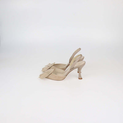 Alexandre Birman Beige Suede Bonny Slingback Pumps